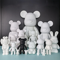 Figurines d'ours en vinyle DIY Fluid Bear Craft 8/18/23/33cm, mini porte-clés pour enfants, peinture fluide créative faite à la main, ours blancs