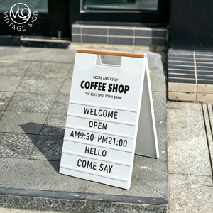 Panneau publicitaire A-frame haut de gamme à lettres interchangeables, pliable, double face, pour extérieur, trottoir, idéal pour les cafés - Product Image 1