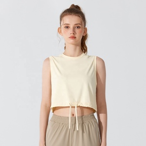 <span class=keywords><strong>T</strong></span>-<span class=keywords><strong>shirt</strong></span> senza maniche da donna abito da allenamento Casual da ragazza con canotta estiva regolabile con orlo - Product Image 2