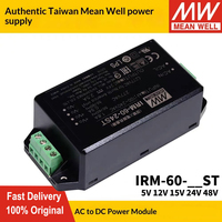MEAN WELL IRM-60-24ST 60W Ultra Compact 87x52x29.5mm 100-240VAC Input 5V/12V/15V/24V/48V Output Modul Catu Daya untuk