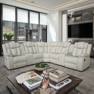 Contemporary Electric Reclining <b>Sofa</b> <b>Set</b> Faux Leather Tufted Back Metal Frame Remote Control Corner Design - Product Image 1