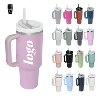 Gobelet isotherme sous vide personnalisé de 40 oz en acier inoxydable, tasse à café de voyage d'extérieur avec poignée et paille, vente en gros