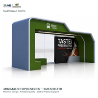 Abri de bus de conception urbaine en alliage d'aluminium durable et boîtes lumineuses publicitaires élégantes