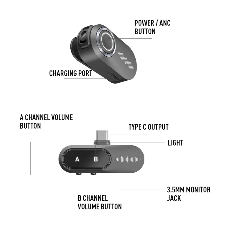 Hochwertiges OEM intelligentes drahtloses Mikrofon mit LED-Leucht HiFi Voice Metal Hersteller Lavalier Mikrofon