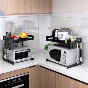 Support de four à <span class=keywords><strong>micro</strong></span>-ondes télescopique rétractable en métal à double couche, organisateur de <span class=keywords><strong>cuisine</strong></span>, rangement pour couverts, étagère - Product Image 4