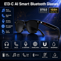 Lunettes audio intelligentes E13 avec assistant IA, étanches IPX5, lunettes de soleil musicales, contrôle tactile, contrôle par application, appels mains libres