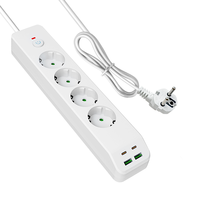 UE 4 prises 2 USB C PD QC 20W chargeur de bureau 1.8M cordon plat certifié CE prise d'extension 240V multiprise