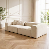 Vente directe d'usine, canapé compact moderne trois places, revêtement en velours côtelé chenille, canapé en mousse haute densité pour salons