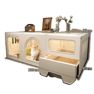Vente en gros de meubles modernes pour chats, maison pour animaux de compagnie avec tiroir, bac à litière tout-en-un, cage intérieure pour petits espaces, villa pour chats avec 1 pièce - Product Image 1