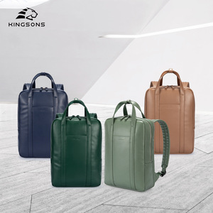 Kingsons Premium Pu Leather <b>Backpack</b> Light Green Dark Green Blue Khaki Soft Handle Zipper Closure Everyday <b>Business</b> Use - Product Image 1