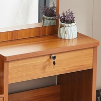 Coiffeuse Moderne et Simple à Bas Prix avec Miroir, Table de Maquillage et Table de Chevet avec Lumières et Tabouret
