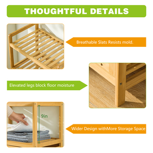 ตะกร้าผ้าพร้อมชั้นวาง 2 ชั้น ตะกร้าแบบพับได้ สำหรับจัดเก็บผ้าในห้องน้ำ - Product Image 4