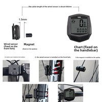 Speedometer sepeda Digital berkabel, Odometer SD-581 Sensor tampilan bahasa Inggris bersepeda komputer