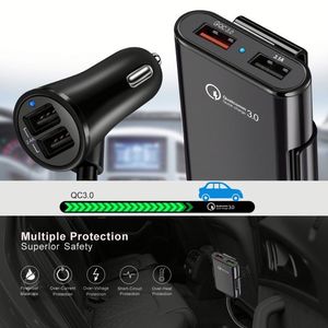 Manufacturer QC3.0 4-Port Car Charger Fast Car Charger With 1.7m QC3.0 5v8a Charging Cable Rear Seat Charger - Product Image 5