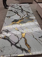 Panneau mural en PVC marbré avec revêtement UV, 1220x2440x3mm, imperméable, ignifuge, moderne, pour usage domestique, appartement, décoration intérieure