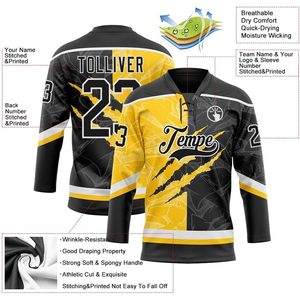 Maillot de hockey personnalisé unisexe pour adulte, sublimé, anti-humidité, col en V, 420g, pour équipes - Product Image 3