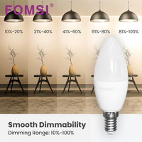 Ampoule LED à intensité variable FOMSI 6W, type bougie C37, culot E14/E27, AC 220V, sans scintillement, pour l'éclairage intérieur de la maison