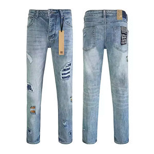 Jeans en denim Hip Hop de haute qualité pour hommes, pantalon <span class=keywords><strong>crayon</strong></span>, effet empilé, Y2K, broderie usée, streetwear, marque de luxe Ksubis - Product Image 4