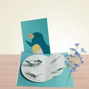 Offre Spéciale fait à la main 3D Pop up enveloppe carte de voeux ensemble Style mignon peinture personnalisée sur carton Art papier cadeau de fête de noël
