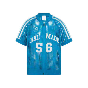 Custom Summer T-<b>Shirt</b> <b>Men</b> 250gsm 100% Cotton Knitted Short Sleeve <b>Zip</b>-<b>up</b> Mesh Loose Fit Casual Letter Pattern Breathable Design - Product Image 1