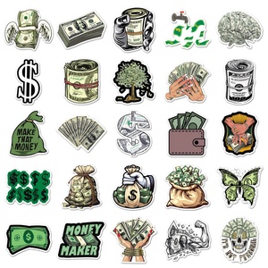 50 Pegatinas Adhesivas con Símbolo de Dólar, Estilo Lindo de Dibujos Animados, Pegatinas Creativas Retro de Graffiti Jack&Sunny para Computadora, Diario, Audífonos - Product Image 4