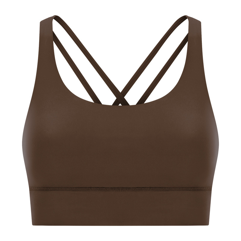 New Cross Beauty Back Yoga Bra Double-sided Breathable V-neck Scrub Naked High Strength Upper Bracing Sports Underwear