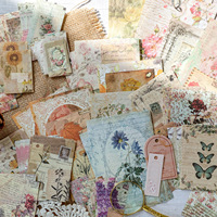 Collection vintage de grands formats de matériel de collage DIY de la série Memory Post, pack de 50 pièces, 4 modèles, autocollants en vinyle