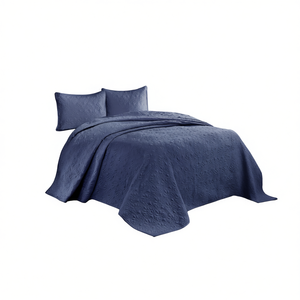 Juego de Edredón Reversible Navy King Cal King, Transpirable, Bordado, Suave, Lavable, con Diseño de Parches, Clásico, para Todas las Temporadas - Product Image 1