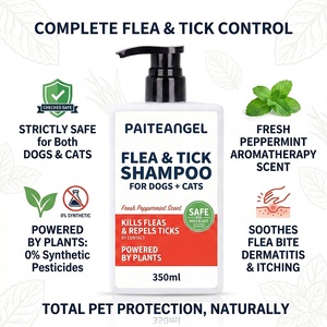 Shampoo <span class=keywords><strong>anti</strong></span>-<span class=keywords><strong>puces</strong></span> et tiques à base de plantes pour chiens et chats, menthe poivrée, 350 ml, fabrication OEM - Product Image 1