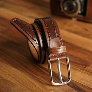 Ceinture en cuir véritable de luxe avec boucle en métal, service de marque privée de Divine International - Product Image 1