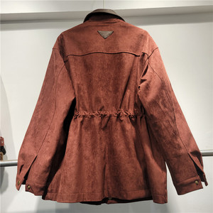 Nouvelle Arrivée Automne 2026 – Manteau <span class=keywords><strong>Trench</strong></span> Rétro en <span class=keywords><strong>Daim</strong></span> Ample à Col Revers et Fermeture Éclair à Manches Longues - Product Image 2