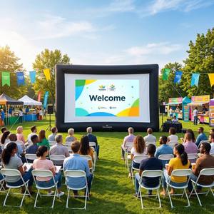 Écran de cinéma gonflable en PVC de 20 pieds (240 pouces) - Tissu Oxford 210D imperméable - Projection extérieure - Cinéma de jardin - Fêtes - Événements scolaires - Product Image 3
