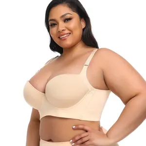 Nieuwe Plus Size Damesondergoed Draadloze Gewatteerde Push-Up Bh Volledige Cup Naadloze Comfort Antislip Bh