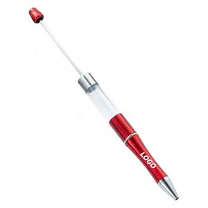 Stylo bille à perles DIY avec logo personnalisé, stylos à perles en plastique en gros, stylos à tube transparent personnalisés pour cadeau promotionnel - Product Image 1