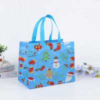 Sac fourre-tout de Noël promotionnel pliable en PP laminé non tissé, petit format, réutilisable, couleur personnalisable, vente chaude