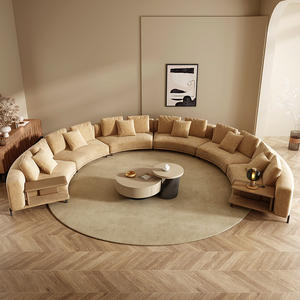 Furnistyle Ensemble de canapés luxueux en cuir italien courbé Mobilier Canapé sectionnel moderne Canapé <span class=keywords><strong>7</strong></span> places avec <span class=keywords><strong>table</strong></span> d'appoint en marbre - Product Image 4