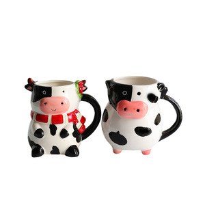 Meilleures ventes : Mugs en céramique 3D personnalisés, mignons et créatifs, en forme de vache, mugs à café en céramique personnalisés avec des animaux - Product Image 1