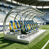 Abri de luxe pour équipe de football à deux rangées avec sièges d'auditorium en cuir haut de gamme pour terrains de sport extérieurs
