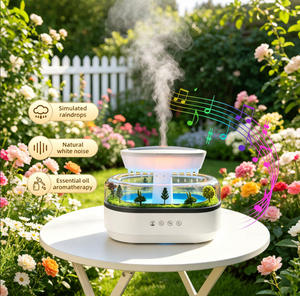 Diffuseur d'arômes ultrasonique <span class=keywords><strong>de</strong></span> bureau, humidificateur à gouttes <span class=keywords><strong>de</strong></span> <span class=keywords><strong>pluie</strong></span>, diffuseur d'huiles essentielles avec <span class=keywords><strong>bruit</strong></span> blanc naturel et design paysager - Product Image 5