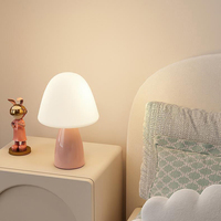 Mini lampe de table champignon avec base en céramique Pe Shade Dimmable Change Color Led Bedside Lamp for Living Room Bedroom Office