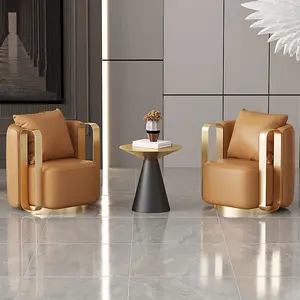 현대 형식 질 여가 의자 가정 살롱 사무실을 위한 창조적인 금속 가죽 단 하나 소파