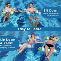 Lot de 2 flotteurs gonflables 4-en-1 en PVC épais multi-usages pour piscine, hamac d'eau pour adultes, radeaux de transat.