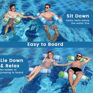 Lot de 2 flotteurs gonflables 4-en-1 en PVC épais multi-usages pour piscine, <span class=keywords><strong>hamac</strong></span> d'eau pour adultes, radeaux de transat. - Product Image 6