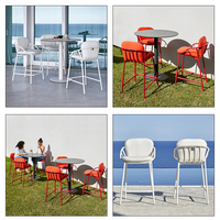 Ensemble de table haute et de tabourets de bar en aluminium pour l'extérieur, style nordique moderne, résistant à l'eau, pour le jardin