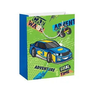 New Fancy Cartoon Car Printed Boys Gift Paper Bag For Birthday Party Gifts Packaging