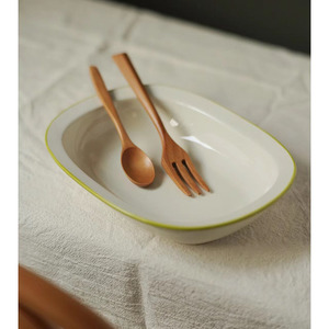 Rechteckige tiefe Schale im japanischen Stil Korean Ins Advanced Sense Green Edge Keramik platte - Product Image 2