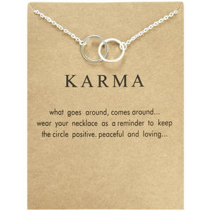 Nuova Collana Corta con Ciondolo a Doppio Cerchio Karma in Lega Color Oro - Product Image 6