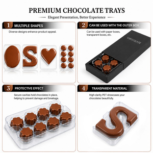 Bandeja de Plástico PET Transparente en Forma de Corazón para Chocolate, Bandeja Desechable con Inserto de Blíster para Confitería - Product Image 3