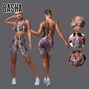 BASHAsports-chándal ajustado Serpentine para mujer, ropa de yoga sin costuras elástica, absorción de humedad, sudor
