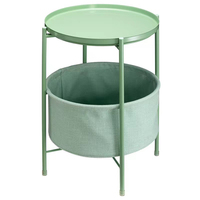 Table d'appoint ronde en métal de haute qualité avec panier de rangement en tissu
